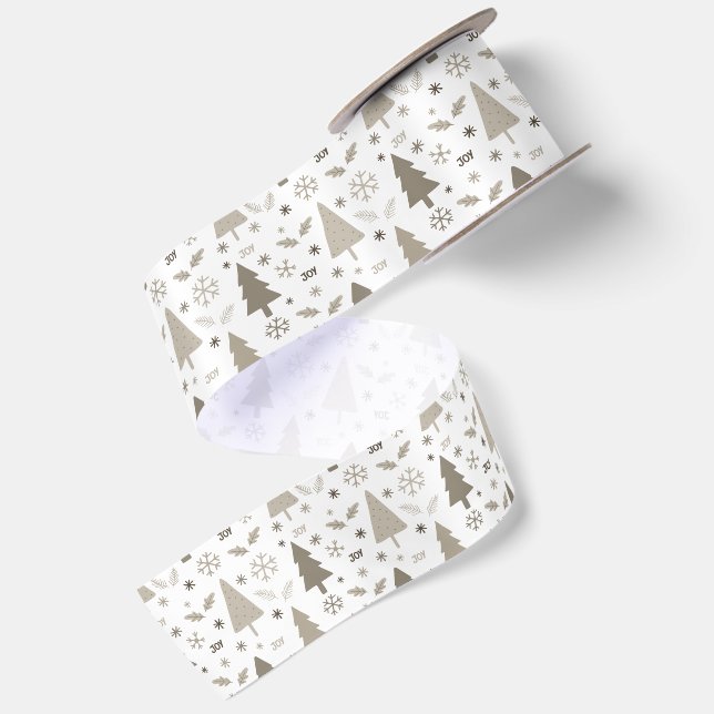 Lazo De Raso Árboles de Navidad Modernos Beige (Reverso)