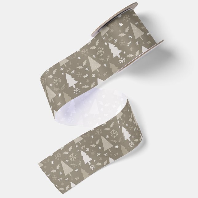Lazo De Raso Árboles de Navidad Modernos Beige (Reverso)