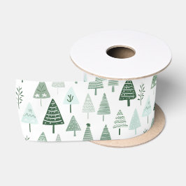 Lazo De Raso Árboles de Navidad modernos blancos y verdes