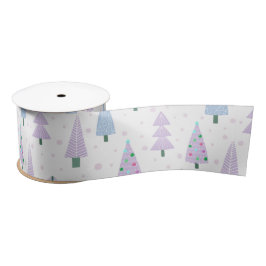 Lazo De Raso Árboles de Navidad modernos Lavender Blanco azul