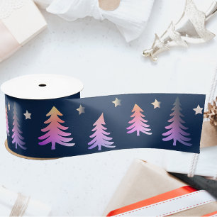 Lazo De Raso Árboles de Navidad rosados lindos azules