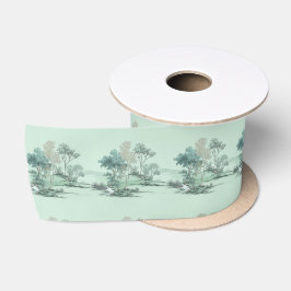 Lazo De Raso Árboles minimalistas de paisaje japonés agua verde