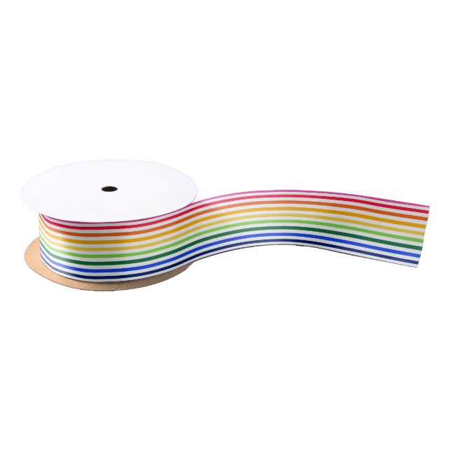 Lazo De Raso Arcoiris y rayas blancas (Carrete)