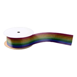 Lazo De Raso Arcoiris y rayas negras