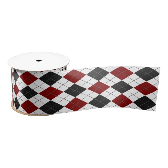 Lazo De Raso argyle rojo blanco (Carrete)