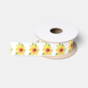 Lazo De Raso Arte botánico amarillo hibiscus