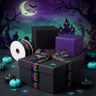 Lazo De Raso Arte de calabaza de Halloween espeluznante, araña