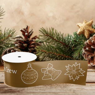 Lazo De Raso Arte de Navidad con línea de oro elegante