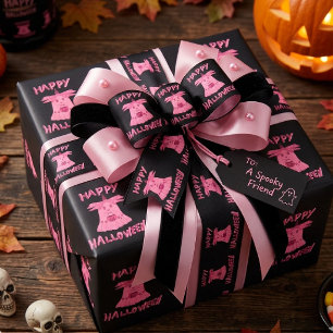 Lazo De Raso Arte digital de fantasma rosa Coquette Feliz Hallo