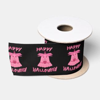 Lazo De Raso Arte digital de fantasma rosa Coquette Feliz Hallo