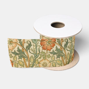 Lazo De Raso Arte floral de borde de rosa rosa William Morris