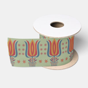 Lazo De Raso Arte Folclórico Americano Antiguo Decoración Flora