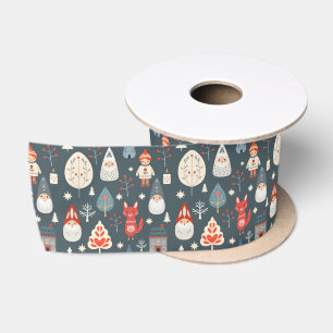 Lazo De Raso Arte folclórico escandinavo con gnomos Navidades