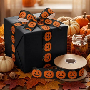 Lazo De Raso Arte Ilustrativo de Jack O Lantern Feliz Halloween