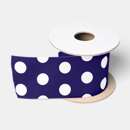 Lazo De Raso Audaces puntos de polka blanco en azul marino