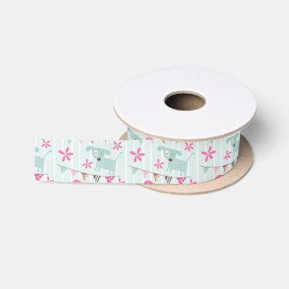 Lazo De Raso Aves, perros, carteles, flores