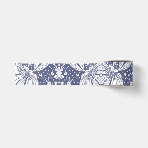 Lazo De Raso Azul Marino Floral Estilo William Morris