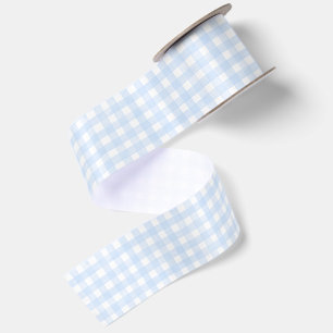 Lazo De Raso Azul Polvoriento Gingham Clásico