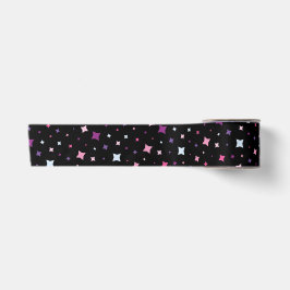 Lazo De Raso Azul Rosa Estrellas Moradas Espacio Cósmico.