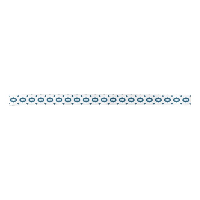 Lazo De Raso Azul y Blanco Oceánico: Geometriana (Anverso)