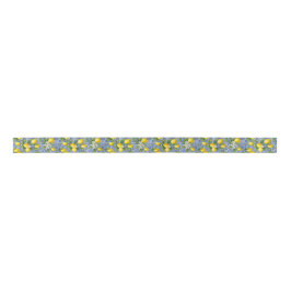 Lazo De Raso Azulejo Francés Azul Amarillo Limón Rayado País