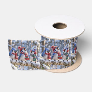 Lazo De Raso Azulejos en una rama de árbol invernal