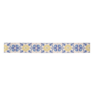 Lazo De Raso Azulejos Mediterráneos Amarillos Blancos y Azules