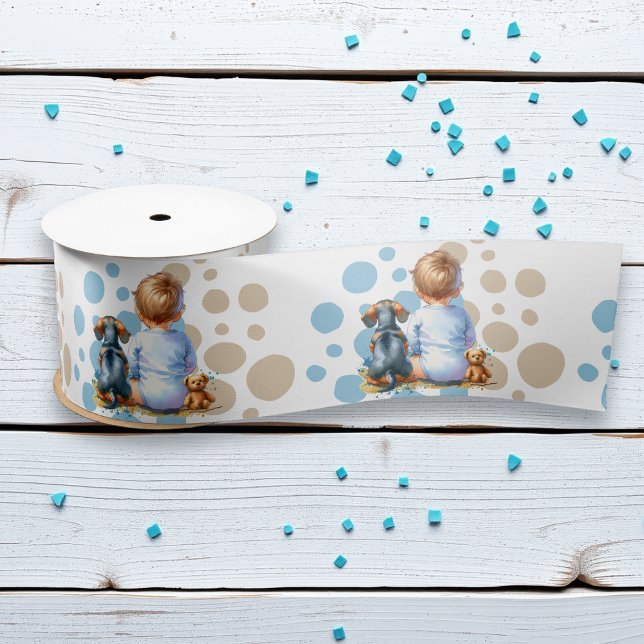 Lazo De Raso Baby and Dachshund Puppy Baby Shower (Subido por el creador)