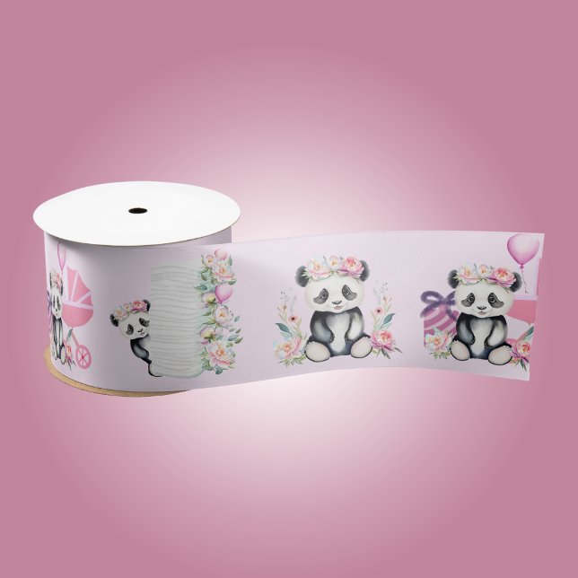Lazo De Raso Baby Panda Peonies Jungle Baby Shower (Elevate your event decor by using this ribbon to tie favors, decorate invites, and wrap gifts.)