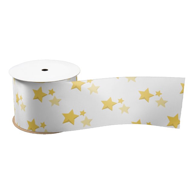 Lazo De Raso Baby Shower Celestial Yellow Cute Stars (Carrete)