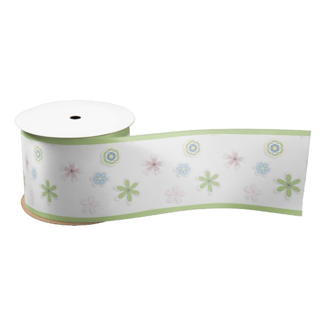 Lazo De Raso Baby Shower Floral & Stripes Pastel (Carrete)