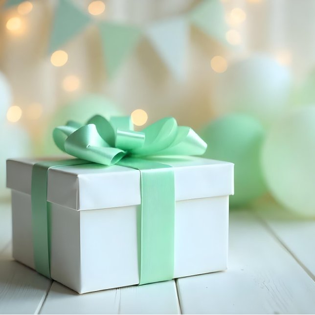 Lazo De Raso Baby Shower Mint Green #99D0A1 (Baby Shower Mint Green #99D0A1 Satin Ribbon. Ai Gen.)