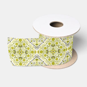 Lazo De Raso Baldosas florales en verde