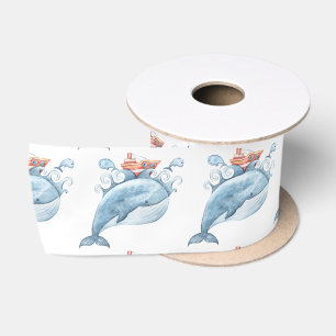 Lazo De Raso Ballena azul acuarela