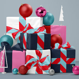 Lazo De Raso Banda ancha roja y azul cielo