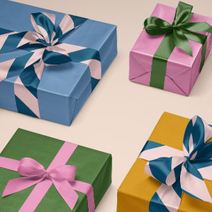 Lazo De Raso Banda ancha rosa pálido y marina profunda