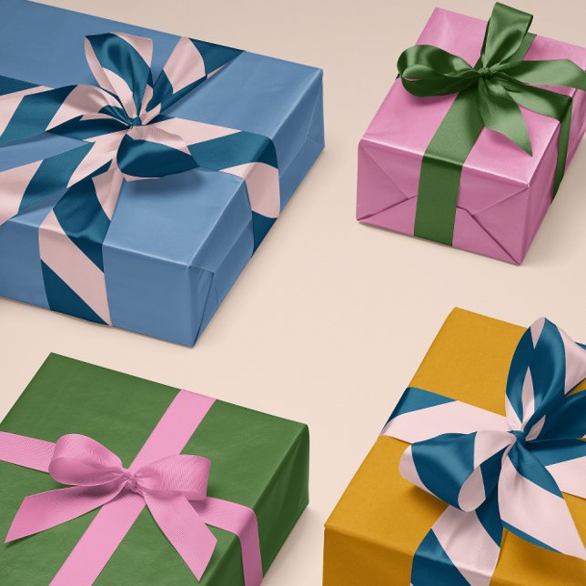 Lazo De Raso Banda ancha rosa pálido y marina profunda (pale blush pink and navy blue wide angled striped pattern ribbon for gift wrapping and crafts)