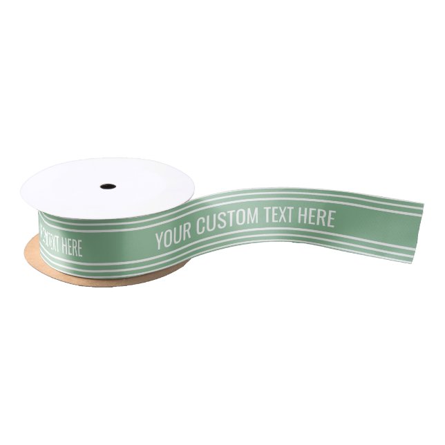 Lazo De Raso Banda de texto personalizado Moss Green Stripes (Carrete)