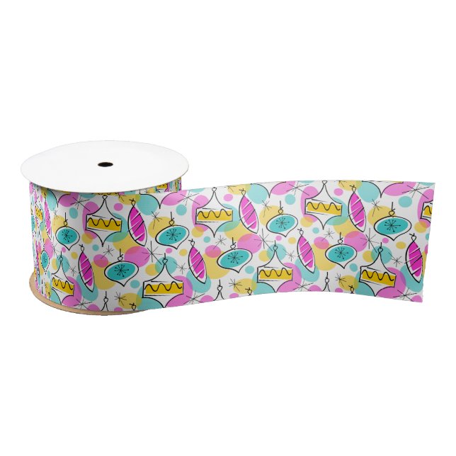 Lazo De Raso Banda Retro Tree Baubles Multi (Carrete)