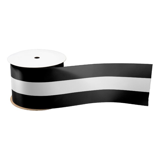 Lazo De Raso Banda Ultra Grande En Blanco Y Negro (Carrete)