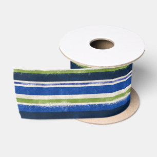 Lazo De Raso Bandas de rayas preppy azul marino y verde