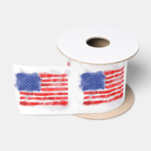 Lazo De Raso Bandera americana de la acuarela para los