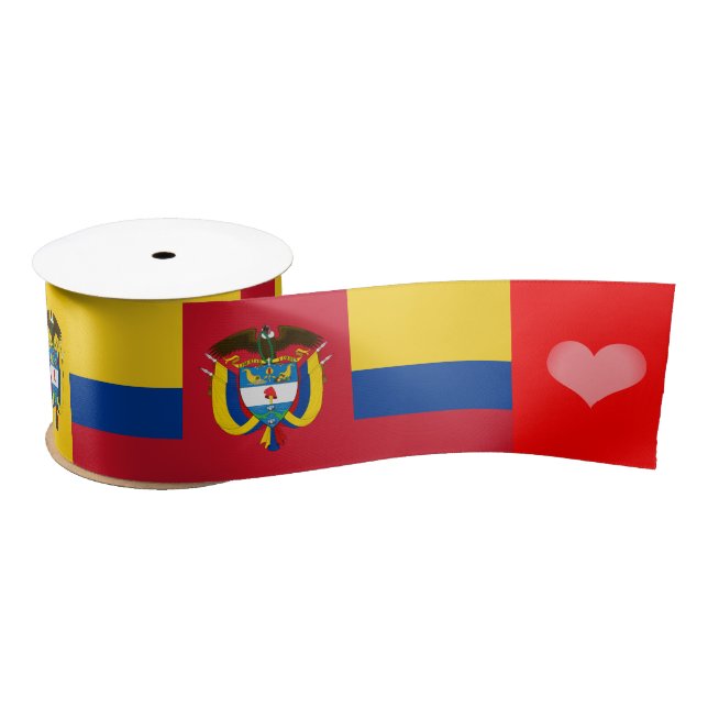 Lazo De Raso Bandera Colombiana Cinta, Emblem, Corazón, Colombi (Carrete)