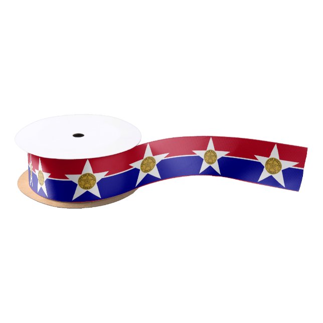 Lazo De Raso Bandera de Dallas, Texas Satin Ribbon (Carrete)
