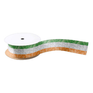 Lazo De Raso Bandera de Irlanda con un patrón de shamrock Satin