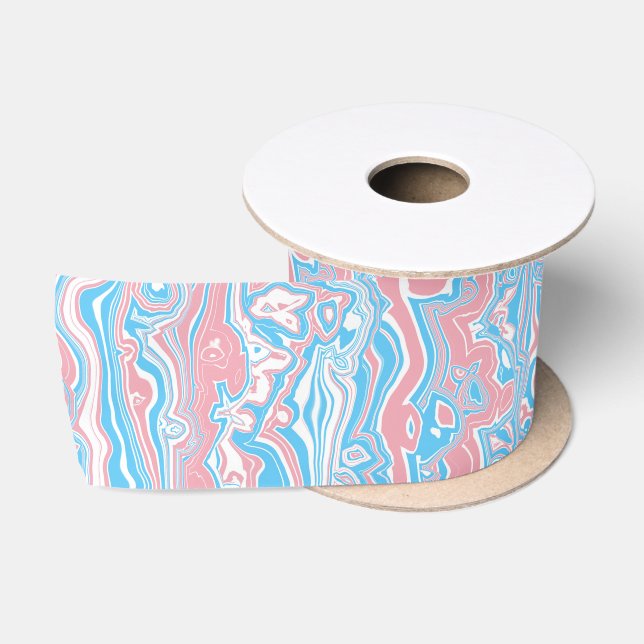 Lazo De Raso Bandera de Orgullo Trans Trippy Boho Groovy Rayas  (Carrete)
