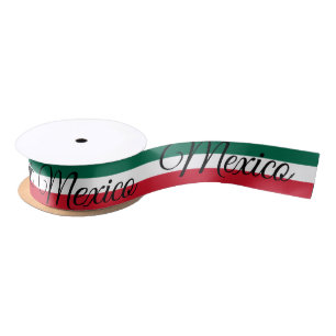 Lazo De Raso Bandera mexicana tricolor y México texto, fiesta/d