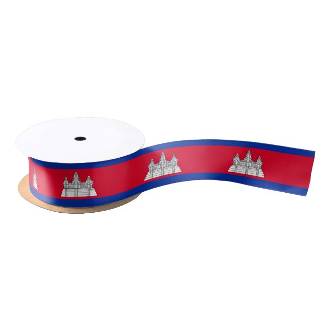 Lazo De Raso Bandera Patriótica Camboyana Satin Ribbon (Carrete)