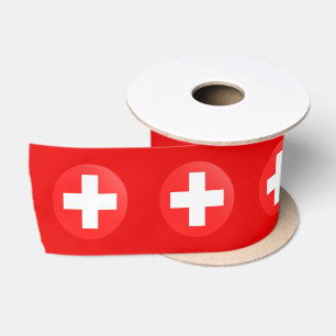 Lazo De Raso Bandera suiza, círculo suizo sobre rojo