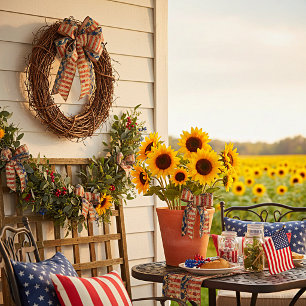 Lazo De Raso Bandera y girasoles